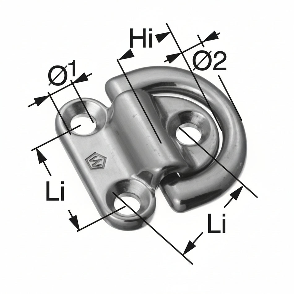 WICHARD Klappbare Lifeline Augen SR6684-SB - Edelstahl 1.4404 - Warmgeschmiedet