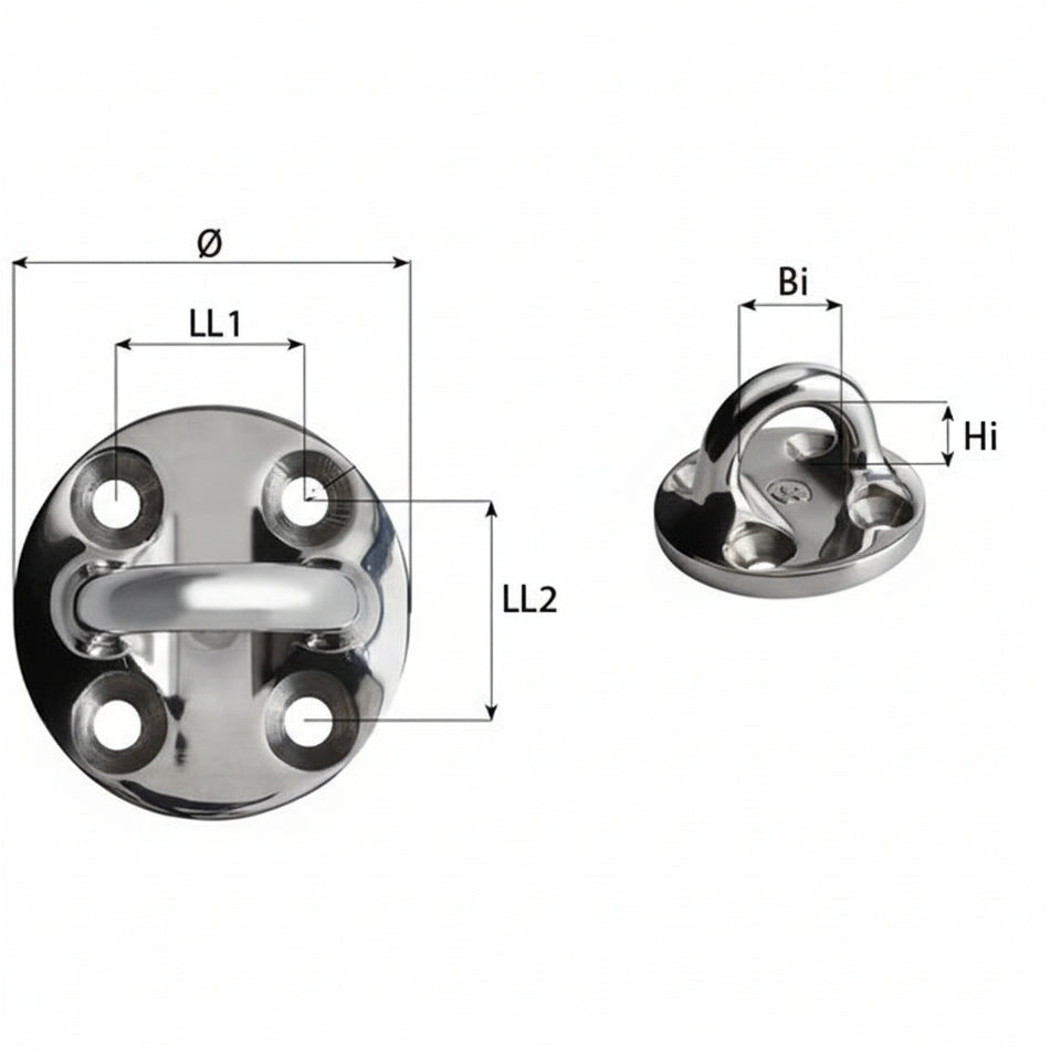 WICHARD Decksauge Rund SR6635 - Duplexstahl - Feststehend für Tauwerk und Gurtband