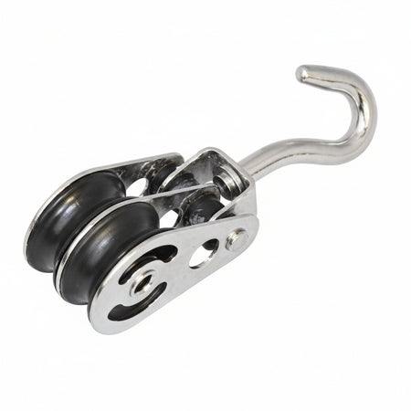 SEA SURE Doppelblock gleitlagernd 25mm Bockrolle mit Wirbelhaken SS0022