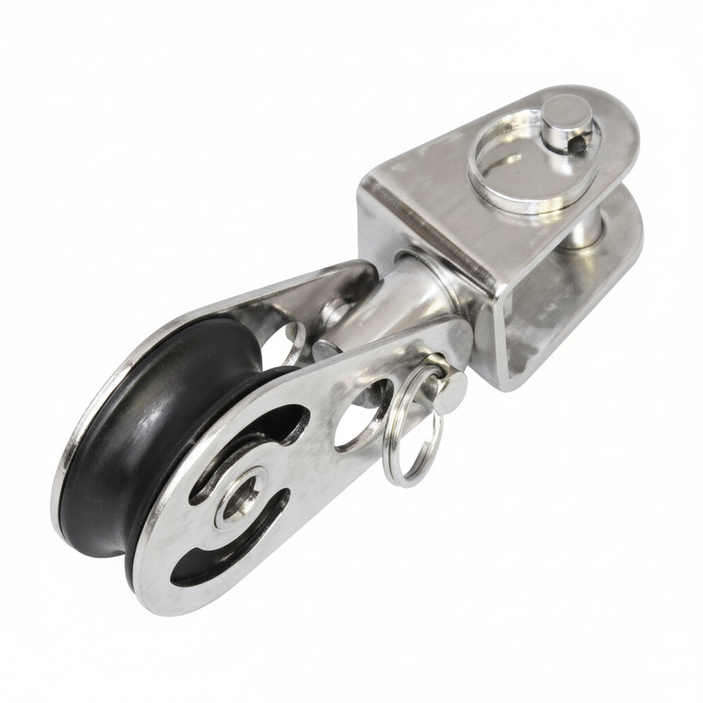 SEA SURE Einfachblock gleitlagernd 25mm Bockrolle mit Wirbelgabel SS0029