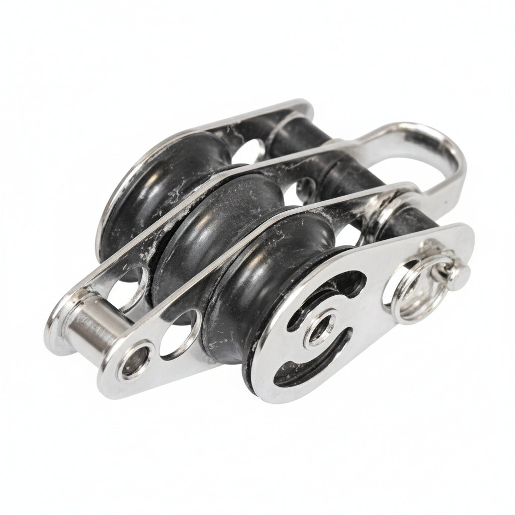 SEA SURE Dreifachblock gleitlagernd 25mm Bockrolle Schäkel U-Bügel Mitte SS0032