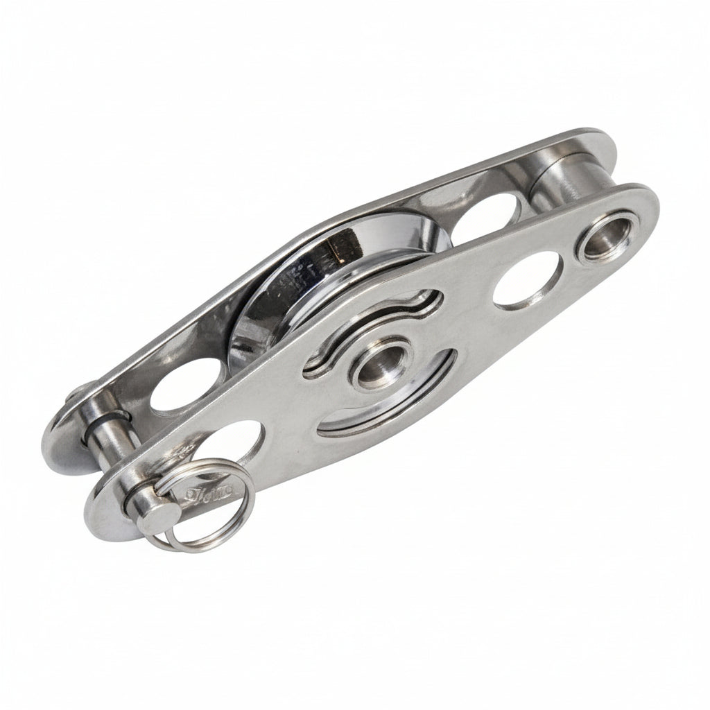 SEA SURE Einfachblock gleitlagig 69mm, Drahtseil 6mm, Nylonrolle 25mm, Hohlachse, U-Bügel