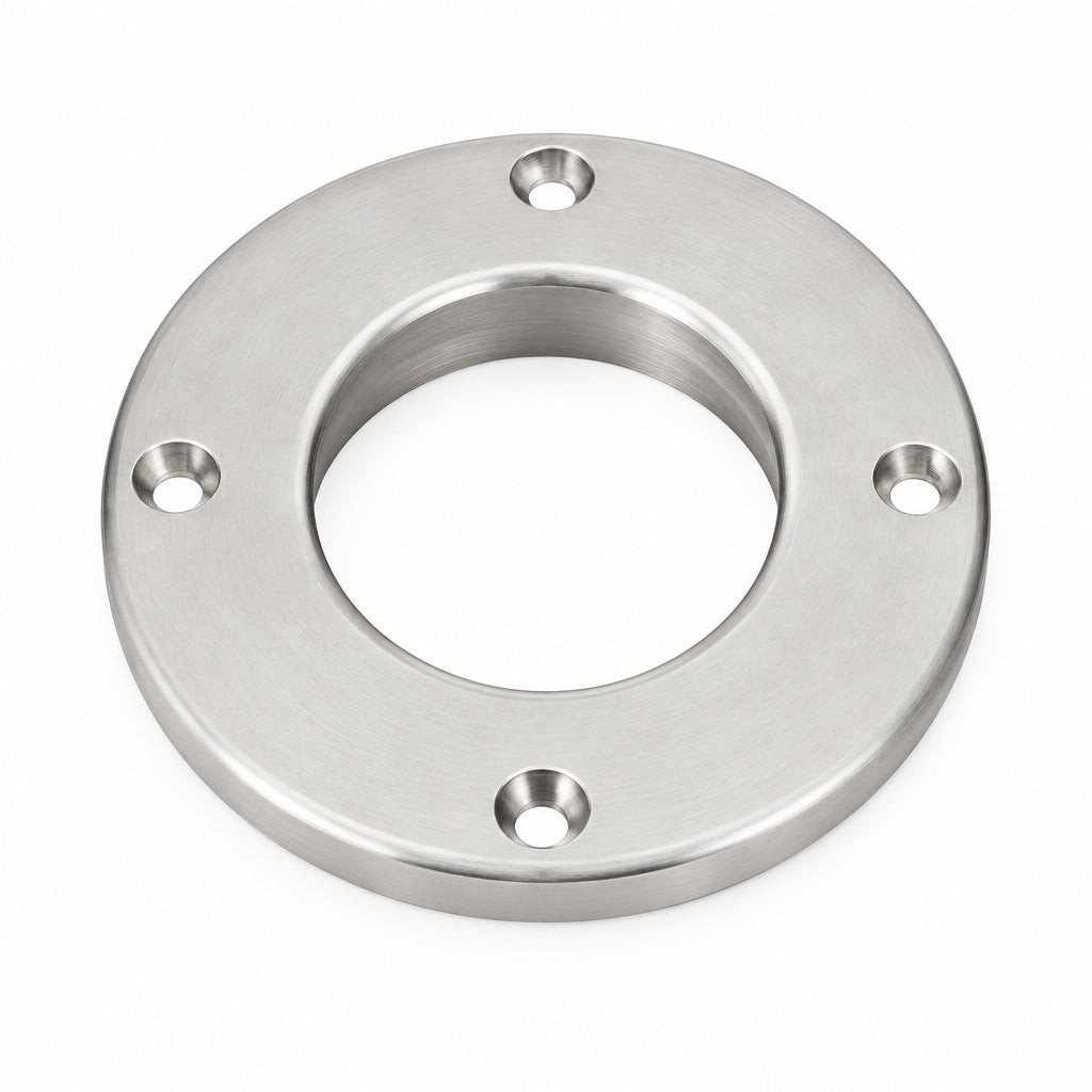 Helle ringförmige Optimist Mastführung SS300002 aus Nylon in Draufsicht mit zentraler Mastöffnung und vier Befestigungsbohrungen im Flansch, für ein Deckloch von 57 mm.