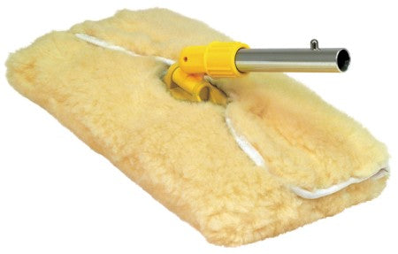 SWOBBIT Waschpad komplett mit echtem Schaffell - Professionelles Reinigungspad mit Wirbelkopf