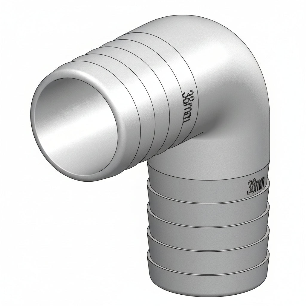 TRUDESIGN Schlauchverbinder 90° Nylon/GFK - Weiß und Schwarz - Alle Größen 19-50mm