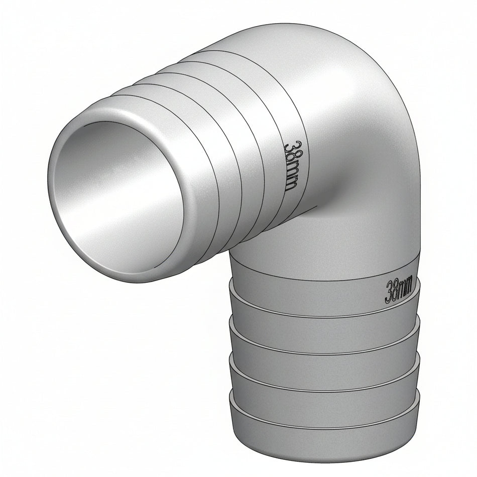 TRUDESIGN Schlauchverbinder 90° Nylon/GFK - Weiß und Schwarz - Alle Größen 19-50mm