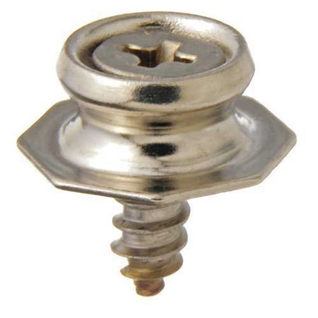 PULL-THE-DOT® Unterteil - Planenknopf Messing vernickelt für maritime Befestigungen Zapfen mit Kreuzschlitzschraube #8 x 9.5 mm