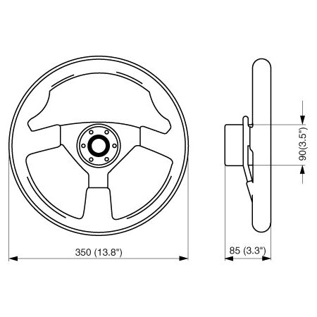ULTRAFLEX Steuerrad V38 Antivibration Weichkunststoff Ø350mm schwarz