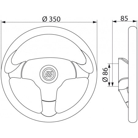 ULTRAFLEX Steuerrad V60 ANTIGUA Hartkunststoff 350mm schwarz