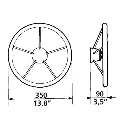 ULTRAFLEX Steuerrad V70 Edelstahl/PU 350mm 5 Speichen