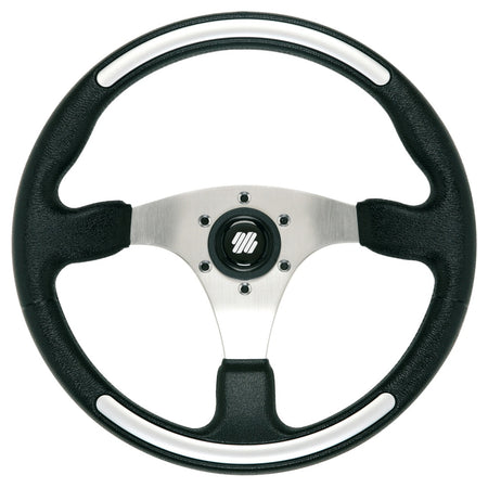 ULTRAFLEX Steuerrad SANTORINI Alu/PU 350mm schwarz/silber