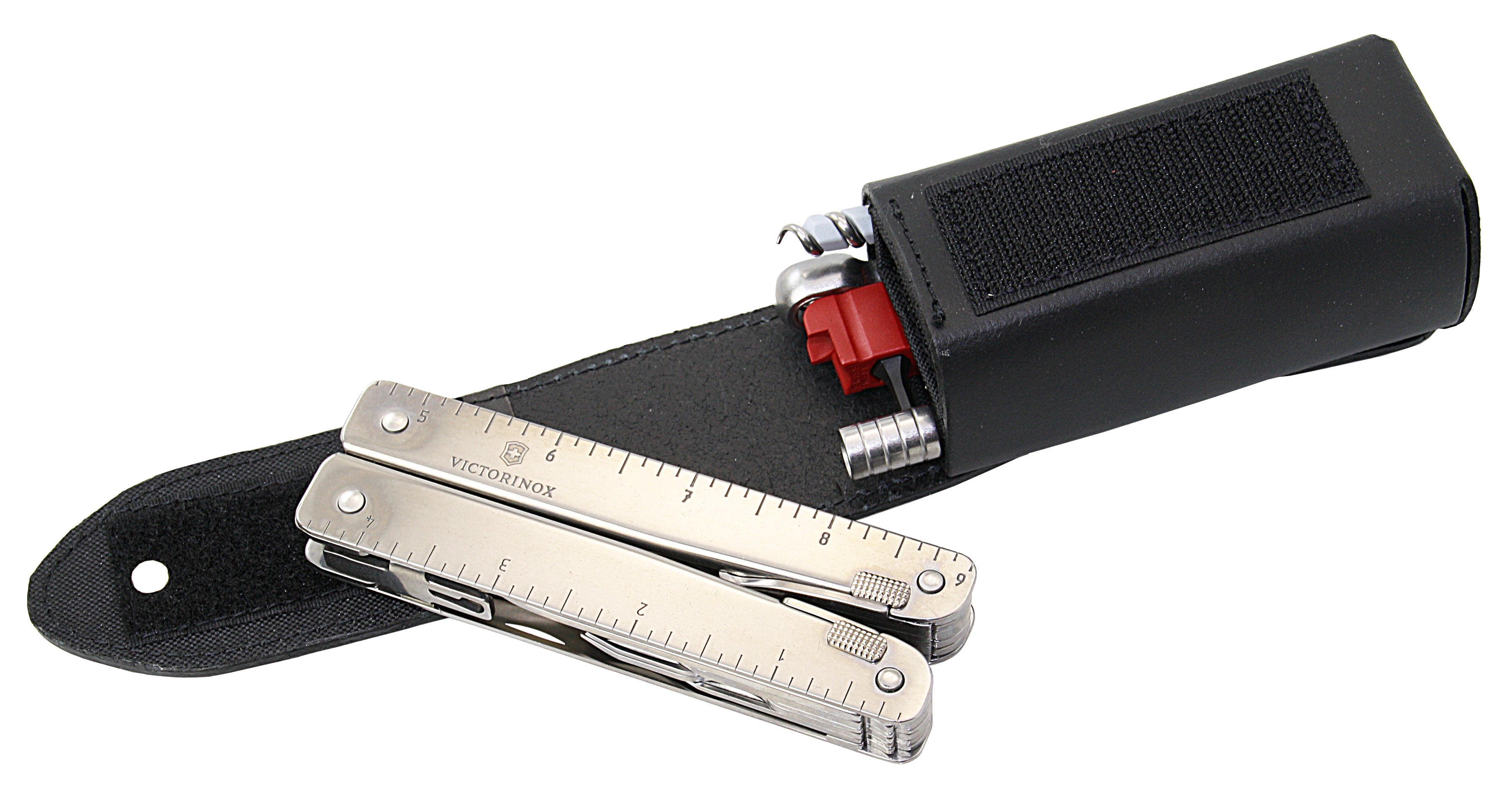 Victorinox SwissTool X Plus Ratchet VI06 – alle Werkzeuge ausgeklappt, Detailansicht Klinge und Schraubendreher
