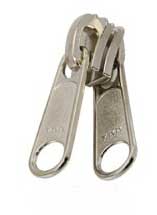 YKK Schieber und Endstücke Größe 8 - Edelstahl, lackiert und vernickelt Doppelschieber Zinklegierung vernickelt