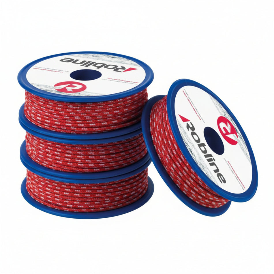 ROBLINE Leech Line Mini Spulen - Achterlieksleine Ø 1,7 mm rot-silber