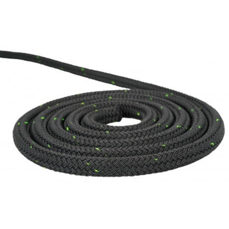 ROBLINE Rio Green Festmacherleine schwarz, Detailaufnahme Polyester-Geflecht mit grünem Identifikationsstreifen